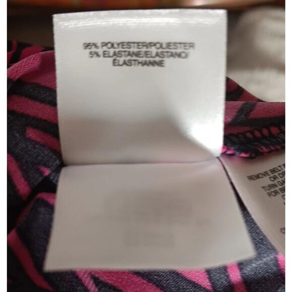 Anne Klein Top Chevron Geometric Pull Over Blouse Pink Navy XL - Picture 10 of 11